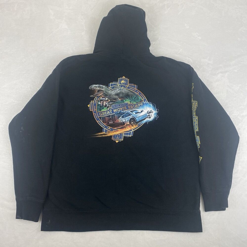 Universal Studios Great Movie Escape Graphic Zip Up Sweater Adult XL Hooded